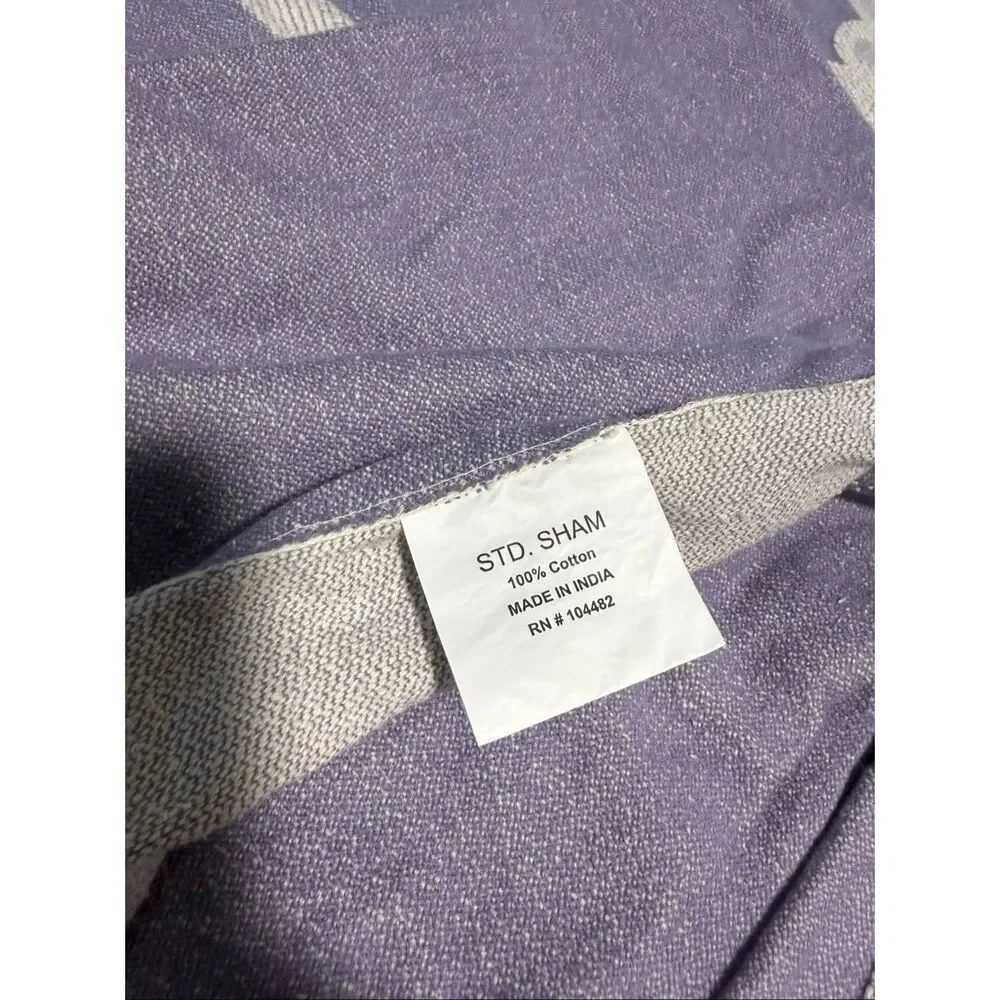 Queen Size 100% Cotton Bedspread Coverlet + Two Square Shams Purple and White